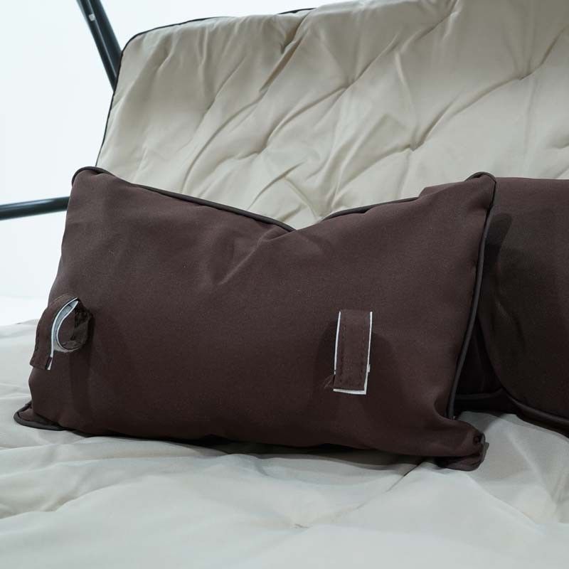 Dondolo Letto da Giardino 3 Posti con Tettuccio Parasole Grigio e Marrone