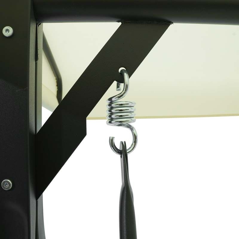 Dondolo Letto da Giardino 3 Posti con Tettuccio Parasole Grigio e Ecrù