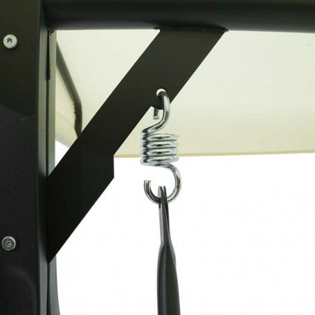 Dondolo Letto da Giardino 3 Posti con Tettuccio Parasole Grigio e Ecrù