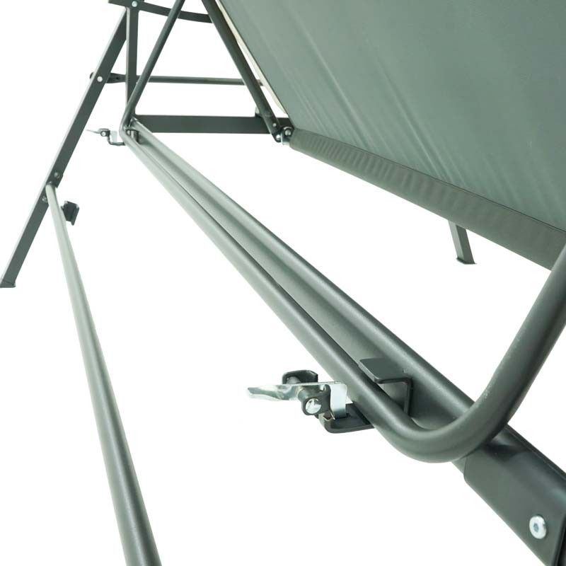 Dondolo Letto da Giardino 3 Posti con Tettuccio Parasole Grigio e Ecrù