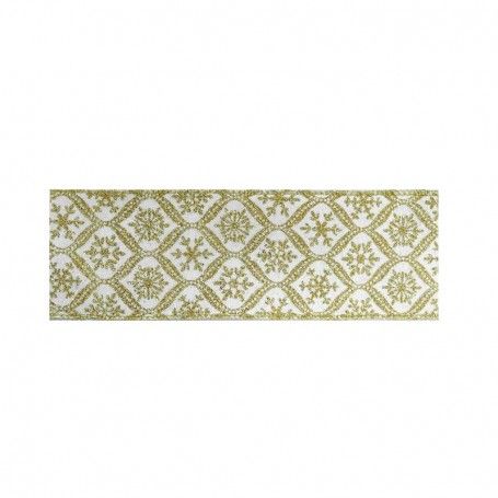 Nastro Natalizio Beige con Decori Oro 10 m