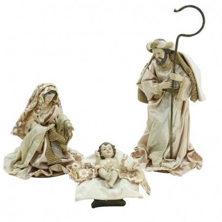 Natività in Poliresina e Tessuto 3 Pz. H.33 cm
