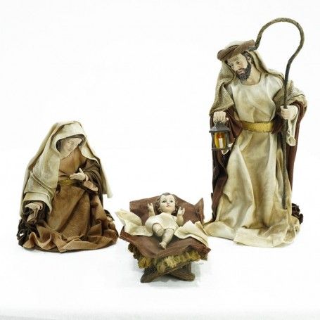 Natività in Poliresina e Tessuto 3 Pz. H.33 cm