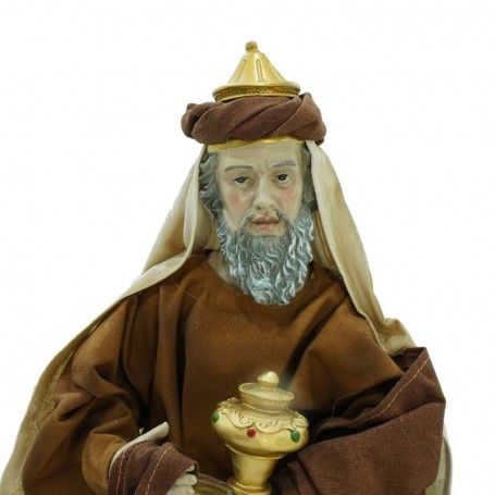 Natività in Poliresina e Tessuto 8 Pz. H.40 cm