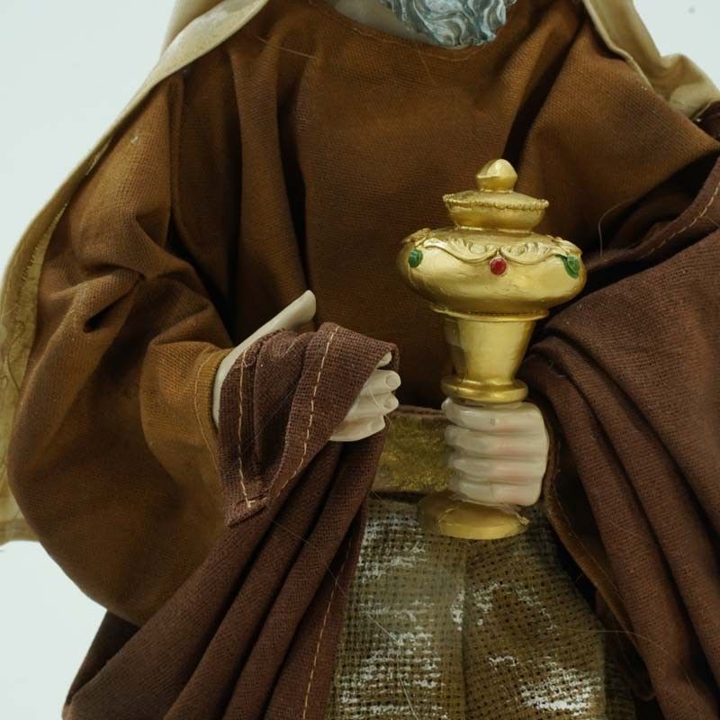 Natività in Poliresina e Tessuto 8 Pz. H.40 cm