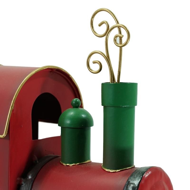 Treno Rosso Natalizio su Binari in Metallo H.31 cm
