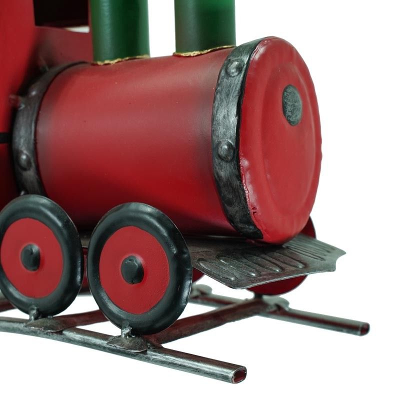 Treno Rosso Natalizio su Binari in Metallo H.31 cm