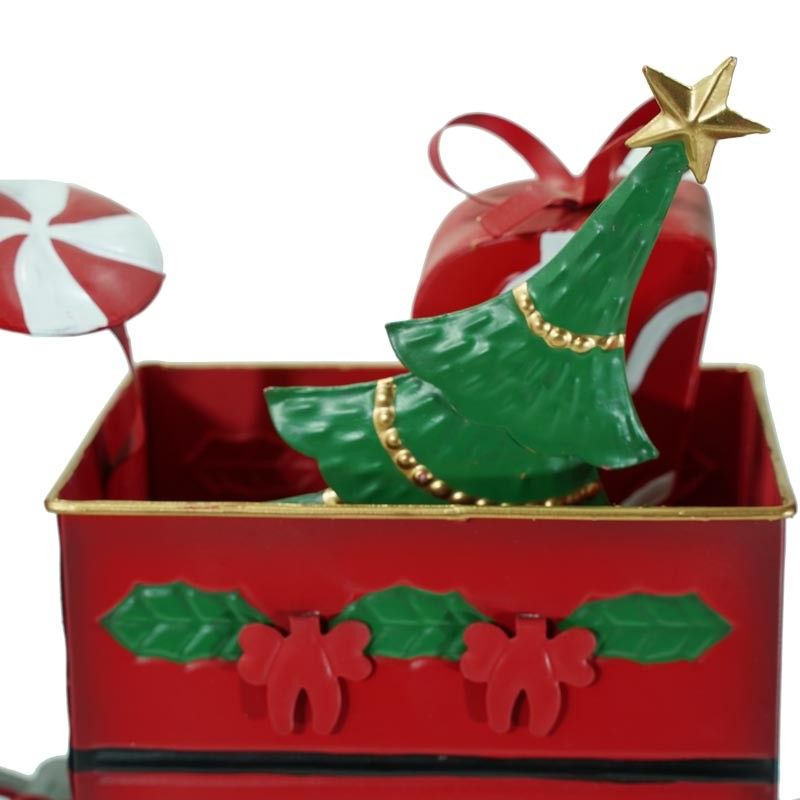 Treno Rosso Natalizio su Binari in Metallo H.31 cm