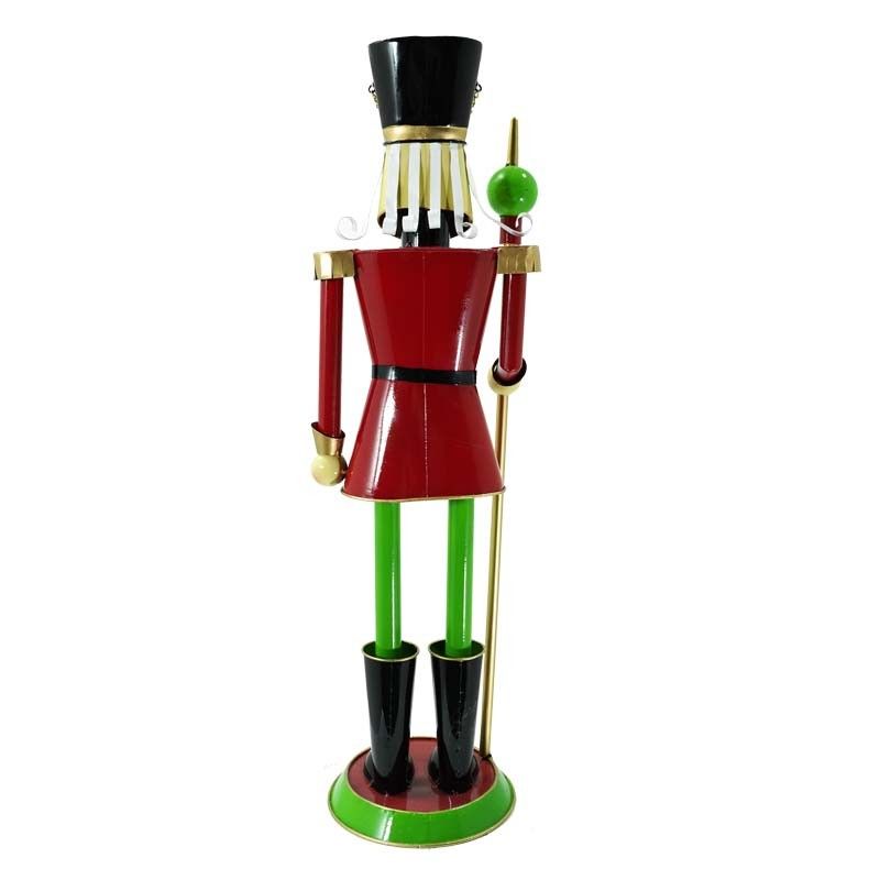 Schiaccianoci di Natale in Latta Rosso e Verde H.64 cm