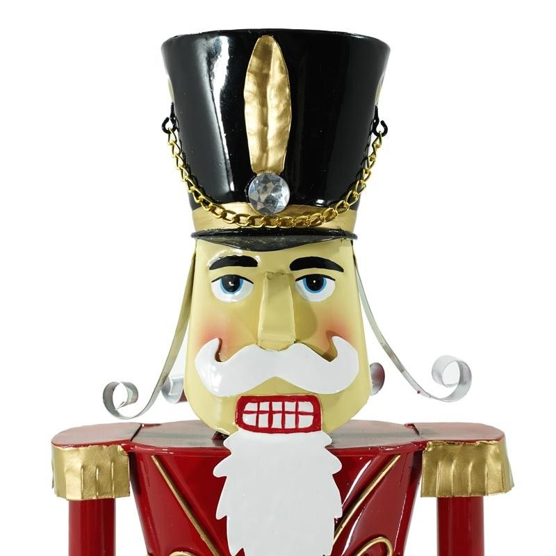 Schiaccianoci di Natale in Latta Rosso e Verde H.64 cm