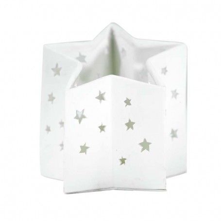 Stella Porta Candela Porcellana Bianca H.11,5 cm