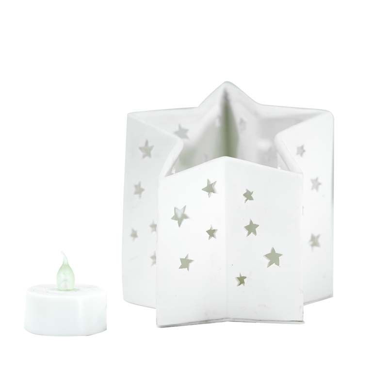 Stella Porta Candela Porcellana Bianca H.11,5 cm