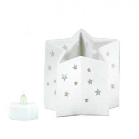 Stella Porta Candela Porcellana Bianca H.11,5 cm