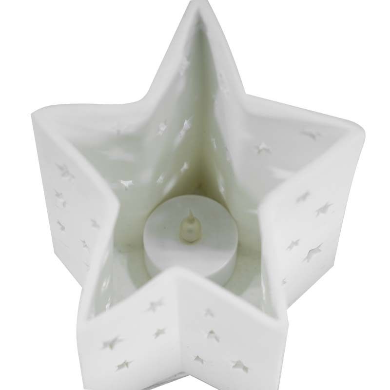 Stella Porta Candela Porcellana Bianca H.11,5 cm