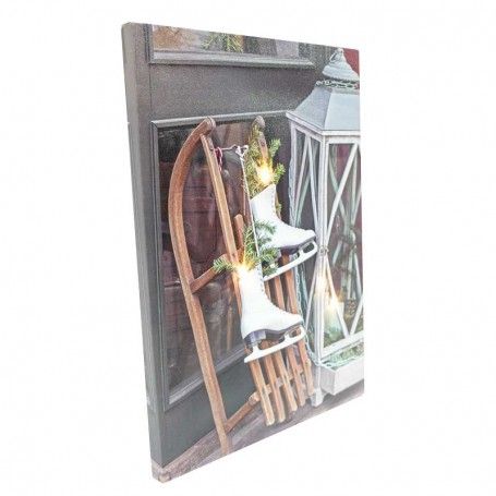 Quadro Luminoso con Pattini e Slittino 4 Luci Led