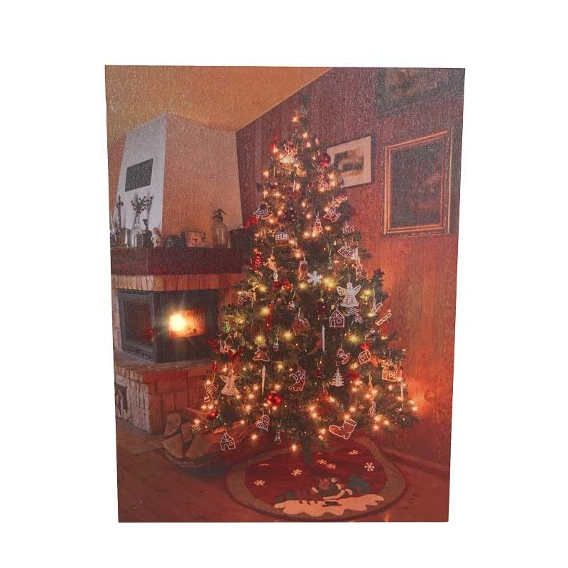 Quadro Natalizio Luminoso con 1 Luce Led e 40 Fibre Ottiche