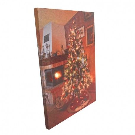 Quadro Natalizio Luminoso con 1 Luce Led e 40 Fibre Ottiche