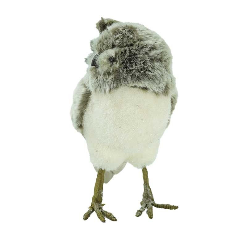 Gufo Natalizio Bianco e Grigio H.24 cm