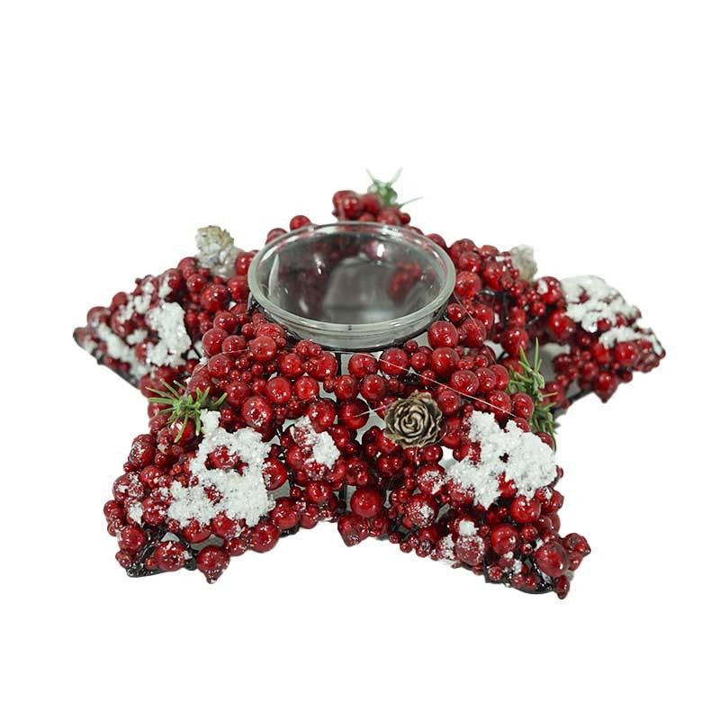 Stella Natalizia P/T-Light con Bacche Rosse e Verdi