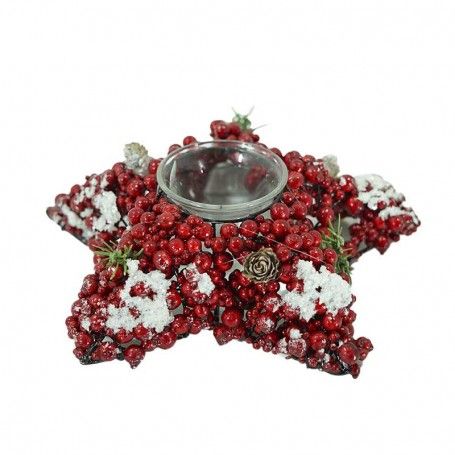 Stella Natalizia P/T-Light con Bacche Rosse e Verdi