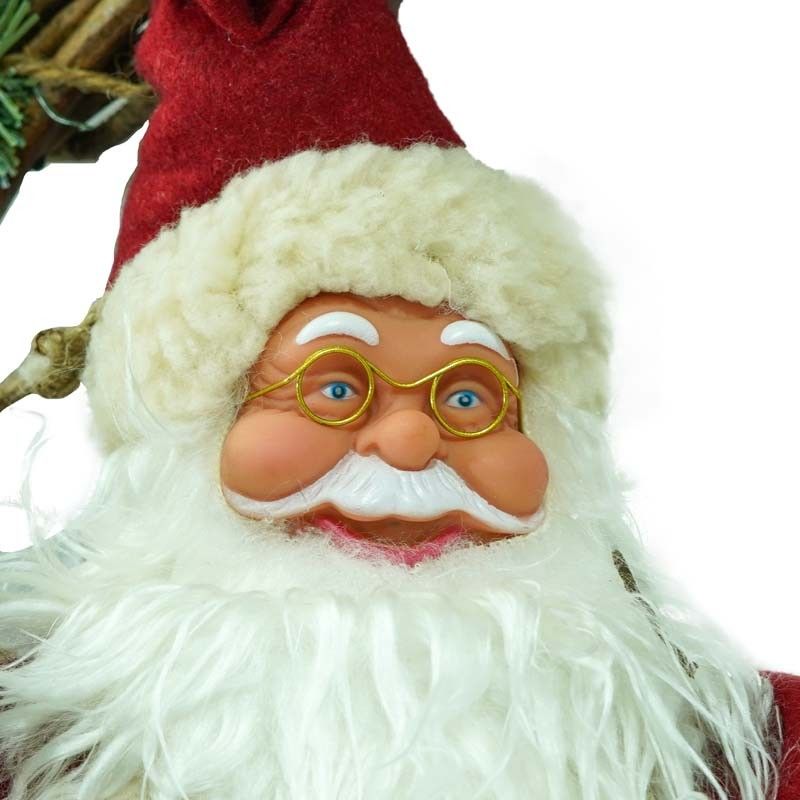 Ghirlanda Natalizia con Babbo Natale Rosso e Verde 45 cm