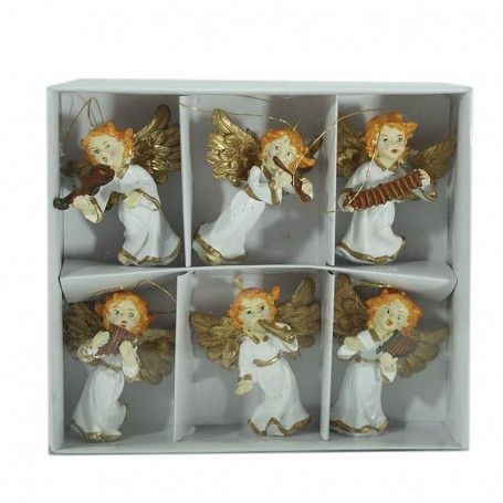 Angioletti Natalizi Bianchi e Oro Conf. da 6 Pz