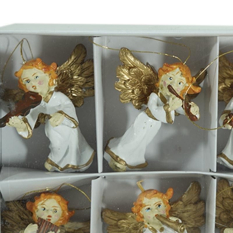 Angioletti Natalizi Bianchi e Oro Conf. da 6 Pz