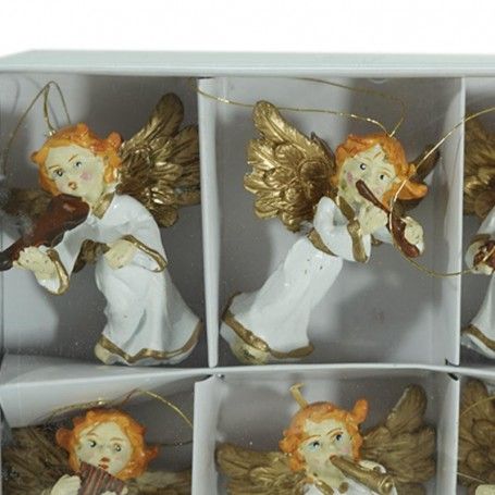 Angioletti Natalizi Bianchi e Oro Conf. da 6 Pz