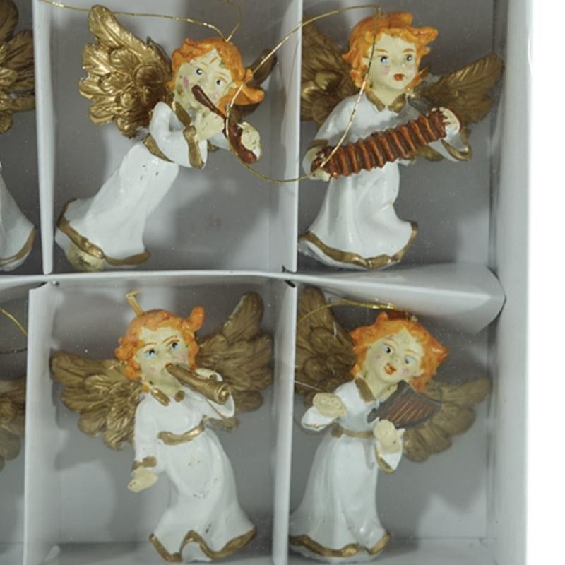 Angioletti Natalizi Bianchi e Oro Conf. da 6 Pz