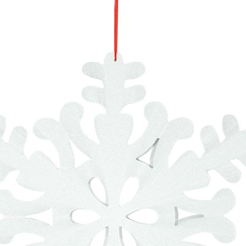 Fiocco di Neve Natalizio in Legno Bianco D.40 cm