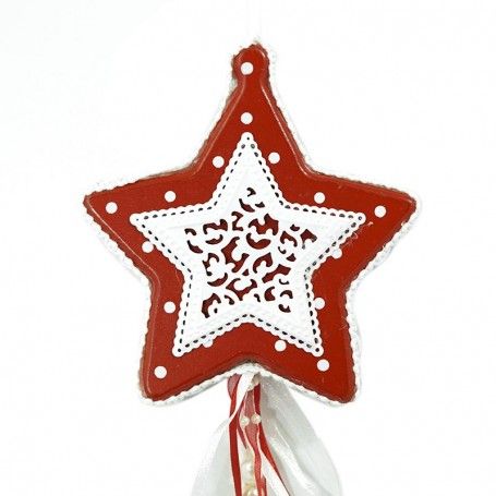 Stella Natalizia Bianca e Rossa in Legno H.28 cm