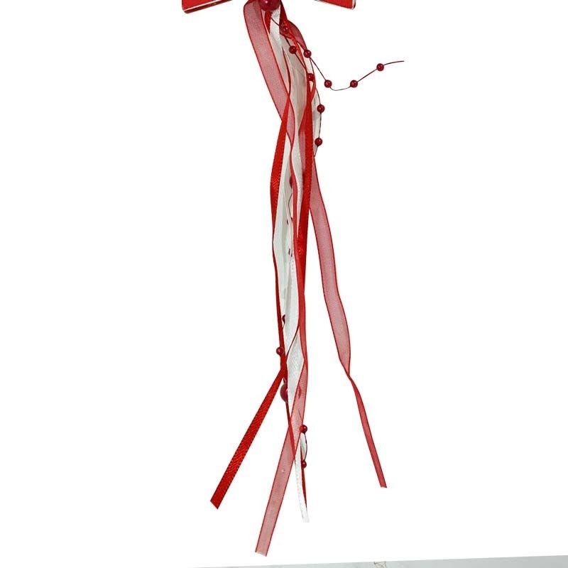 Stella Natalizia Rossa con Scritta Joy Bianca in Legno