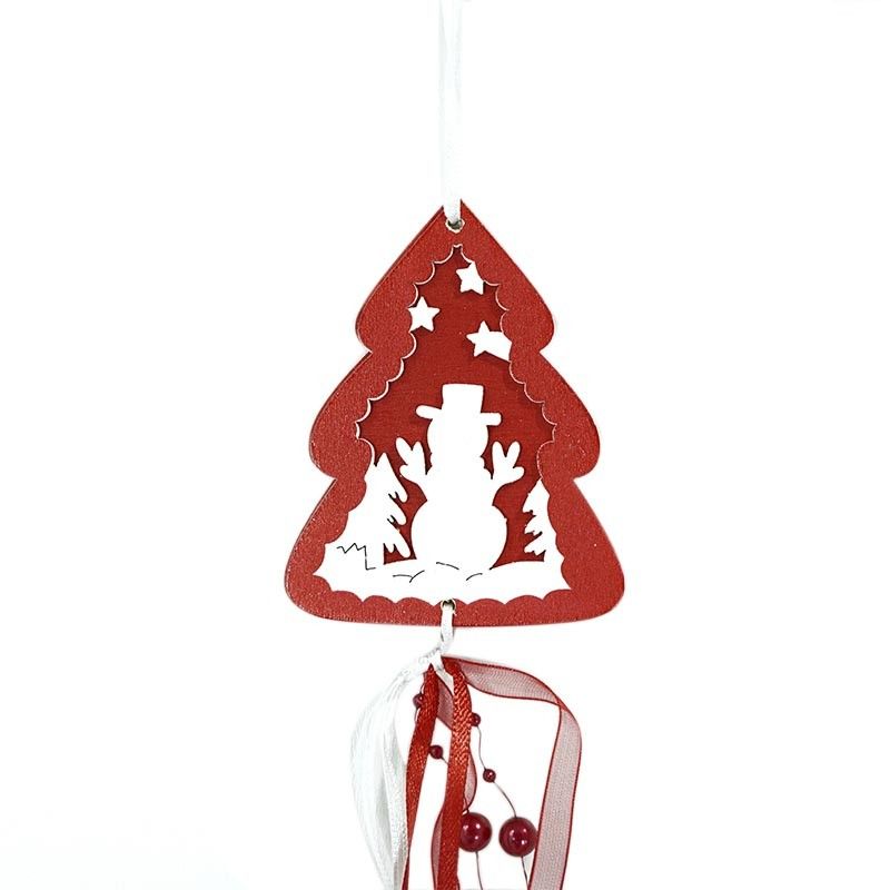 Alberello Natalizio in Legno Bianco e Rosso H.9 cm