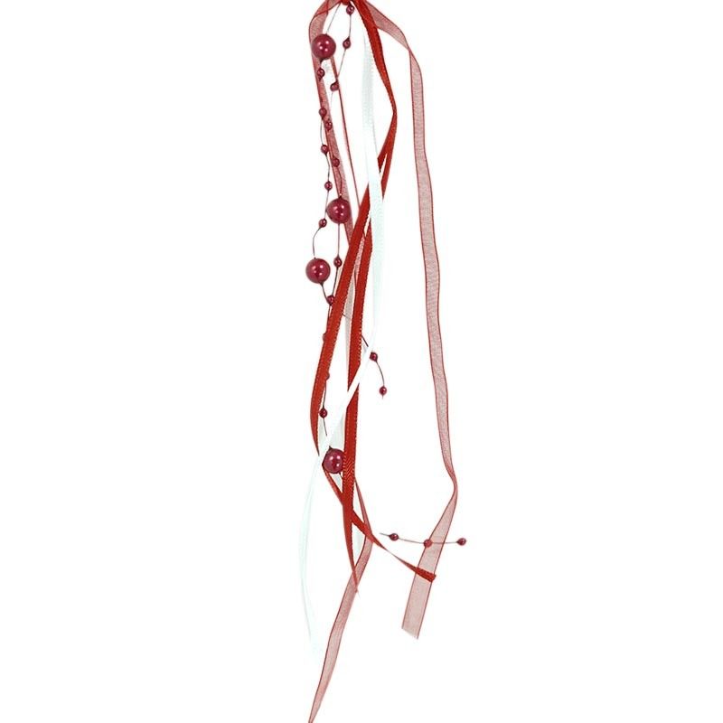 Alberello Natalizio in Legno Bianco e Rosso H.9 cm