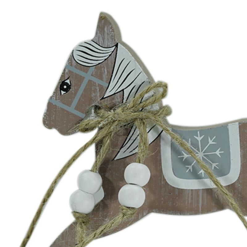 Cavallo a Dondolo in Legno Marrone e Grigio H.13 cm