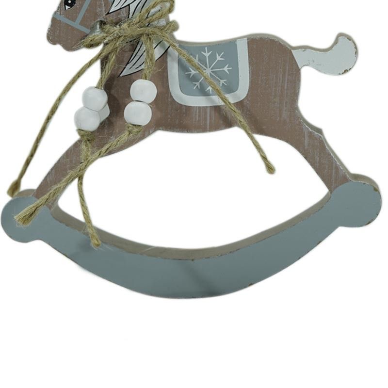 Cavallo a Dondolo in Legno Marrone e Grigio H.13 cm