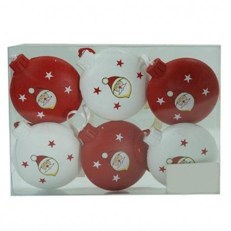 Palle Natalizie Bianche e Rosse D.6 cm Conf. da 6 Pz