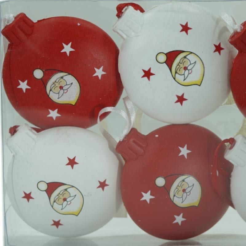 Palle Natalizie Bianche e Rosse D.6 cm Conf. da 6 Pz