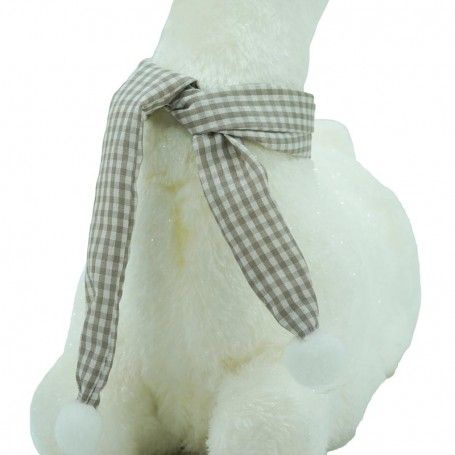 Renna Natalizia Bianca Seduta con Sciarpa Grigia