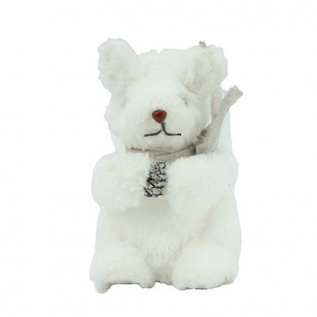 Scoiattolo Natalizio Bianco con Pigna H.18 cm