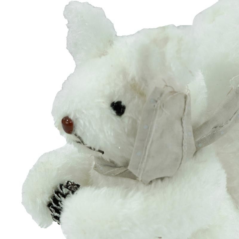 Scoiattolo Natalizio Bianco con Pigna H.18 cm