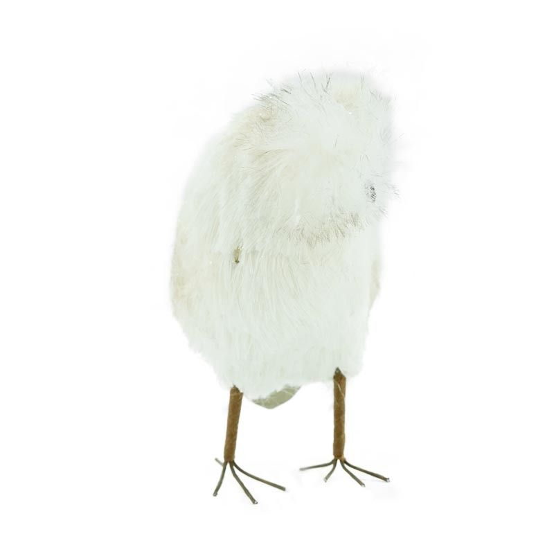 Gufo Natalizio Bianco e Beige H.13 cm