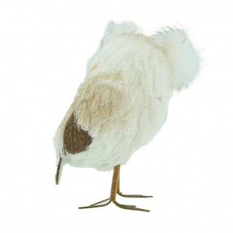 Gufo Natalizio Bianco e Beige H.13 cm