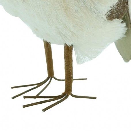 Gufo Natalizio Bianco e Beige H.13 cm