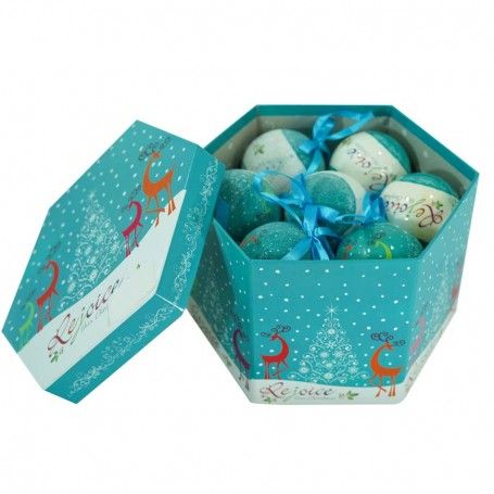 Scatola con Palle Natalizie Azzurra D.7,5 cm