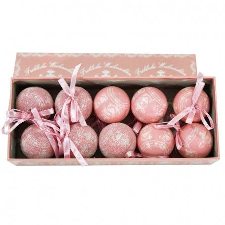 Scatola con Palle Natalizie Rosa D.5 cm