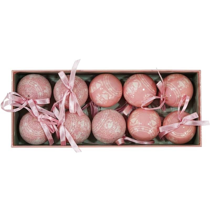 Scatola con Palle Natalizie Rosa D.5 cm