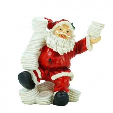 Babbo Natale in Resina con Piatti H.20 cm
