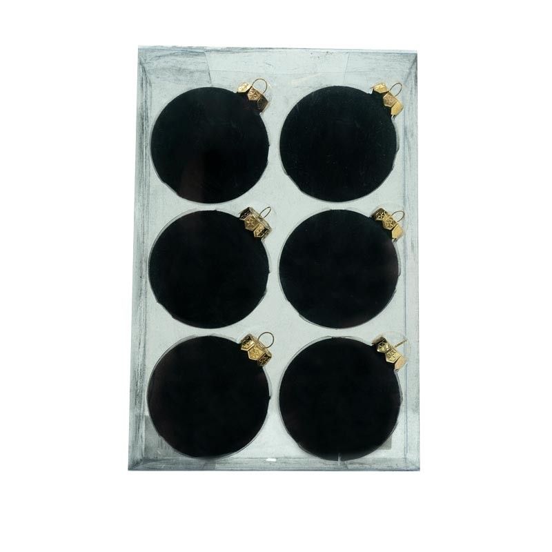 Palle di Natale in Vetro e Velluto D.8 cm Vari Colori Conf. da 6 Pz