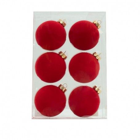 Palle di Natale in Vetro e Velluto D.8 cm Vari Colori Conf. da 6 Pz